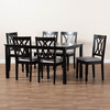 Baxton Studio Reneau Grey Upholstered Espresso Wood 7-Piece Dining Set 162-10528-10519